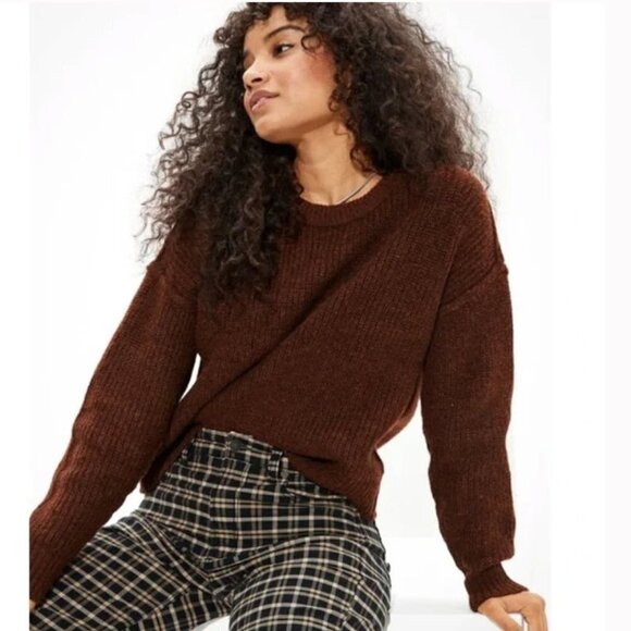American Eagle Brown Wool Chunky Sweater Medium​​ - Picture 1 of 13